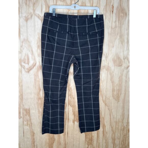 Free People Copenhagan Brown & Tan Windowpane Print Crop Pants Size 10 - Picture 5 of 7
